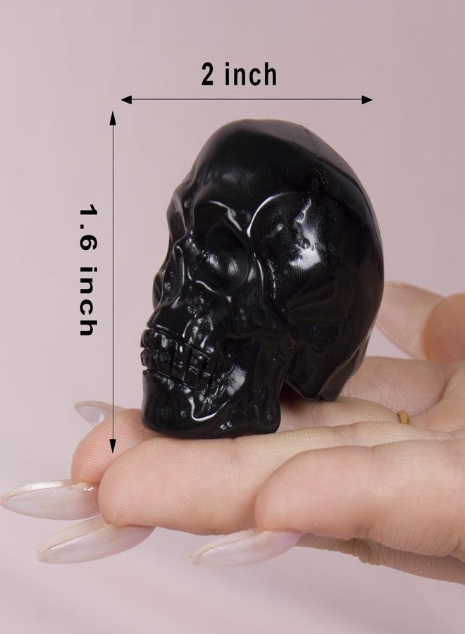 Ytbeoxk 2inch Black Obsidian Crystal Carved Skull Statue Spiritual Decor Skull Bathroom Decor Bathroom Decor Home Office Decoration Hand Carved Gemstone Reiki Healing for Woman Gift. - Image 2